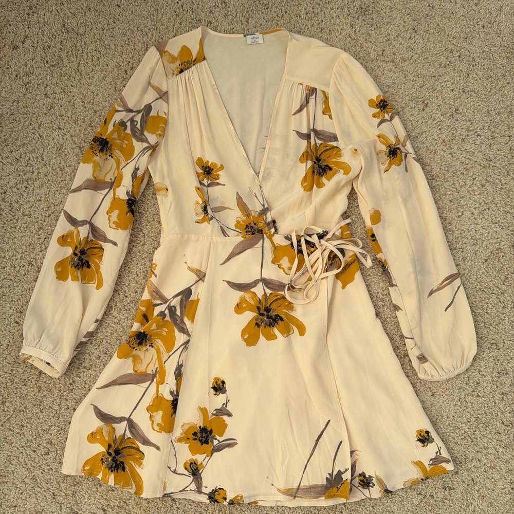 Wilfred Floral Long Sleeve Dress in Cream and Yellow